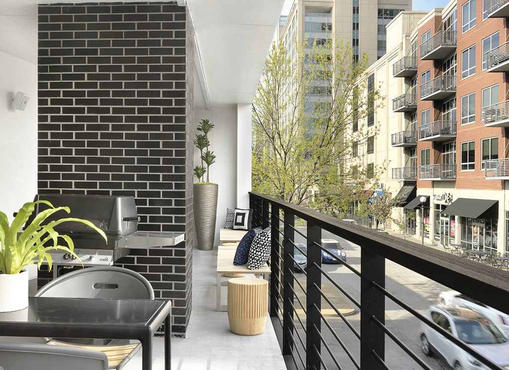 Balcony with view of the city at The Euclid, St Louis, 63108