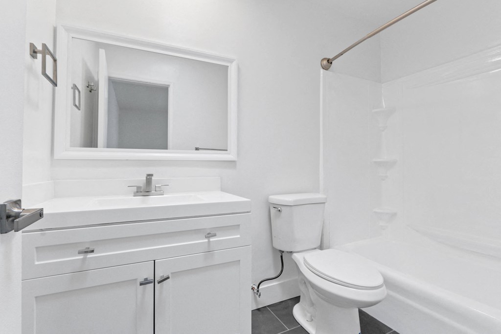 a bathroom with a sink toilet and a mirror