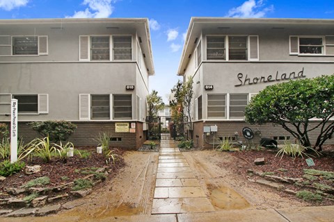 A building with the name Shoreland on it.