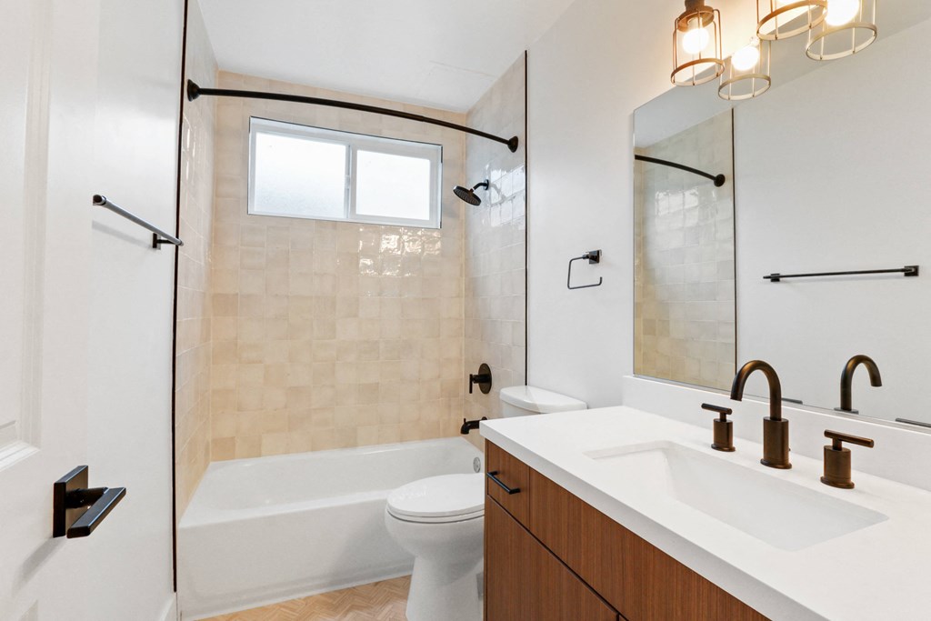 a bathroom with a sink and a toilet and a shower