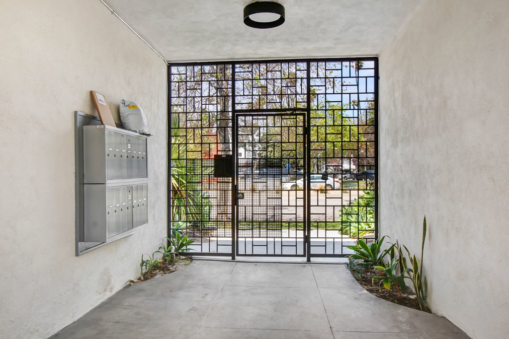 a view of the courtyard from the entryway of the house