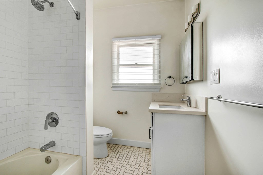 a bathroom with a toilet and a sink and a bath tub