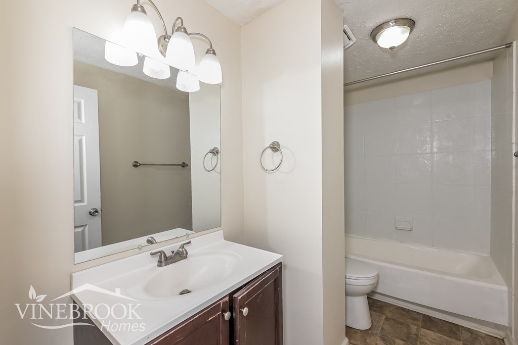 a bathroom with a sink and a toilet and a mirror