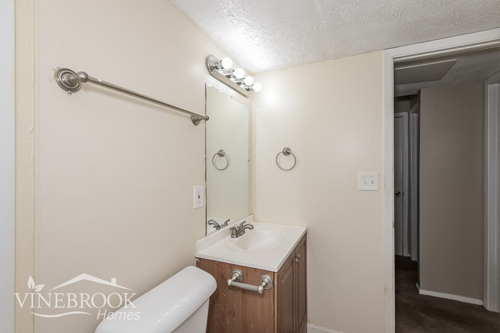 a bathroom with a sink and a shower and a mirror