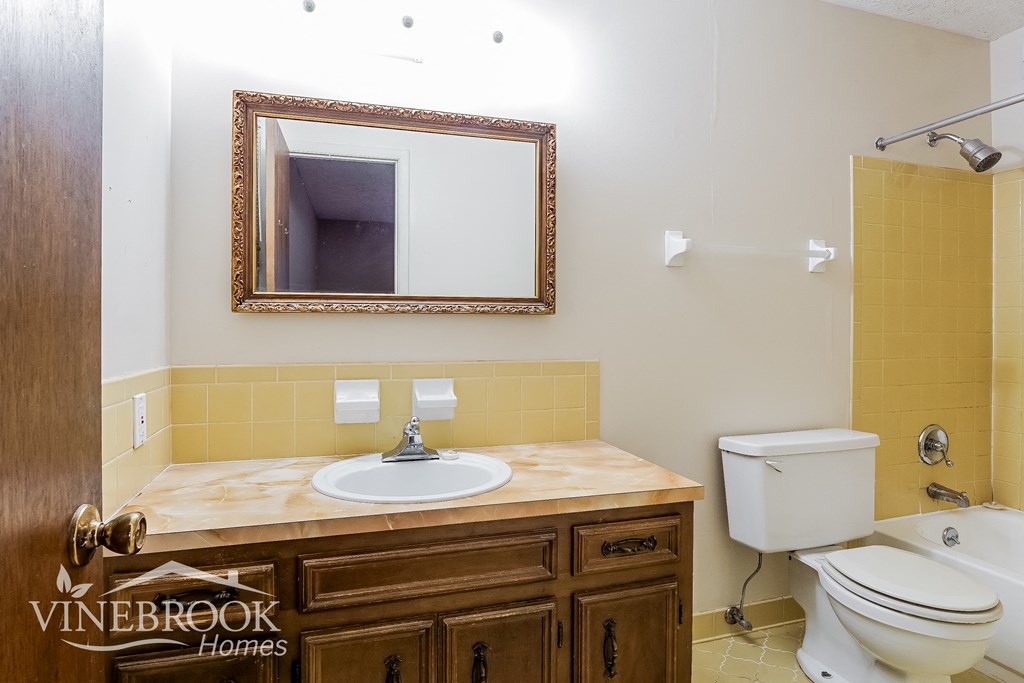 a bathroom with a sink and a toilet and a mirror