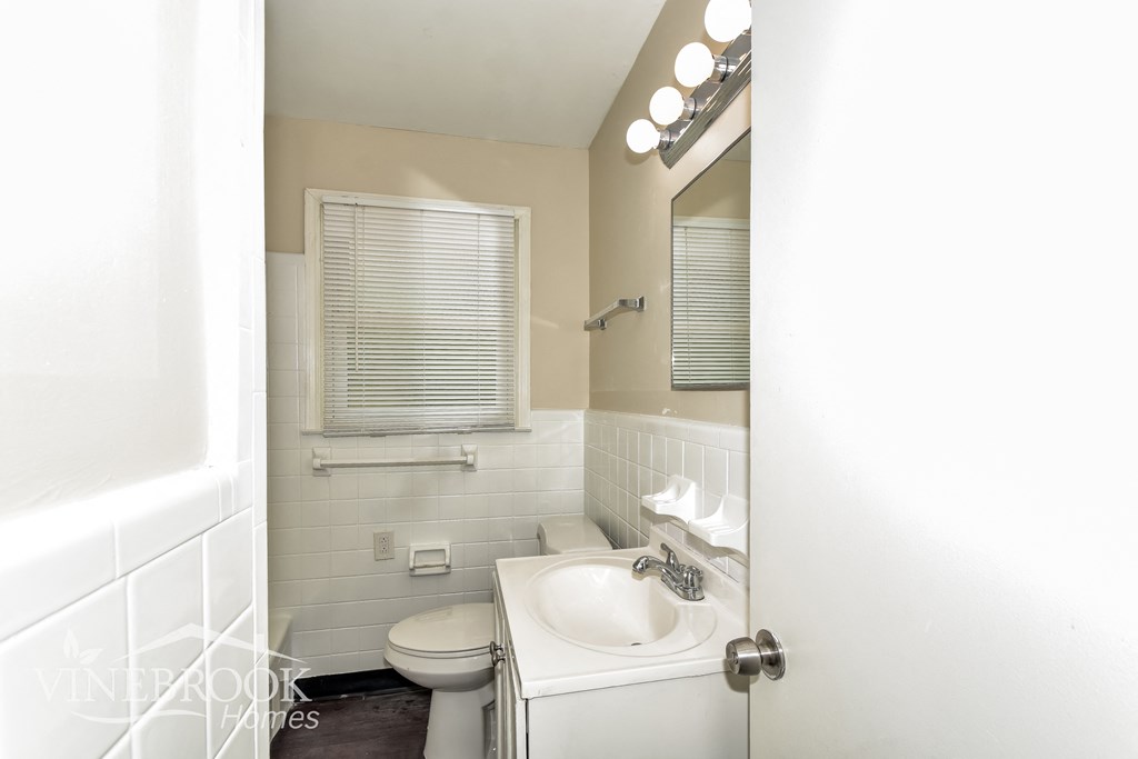 a bathroom with a sink and a toilet and a mirror