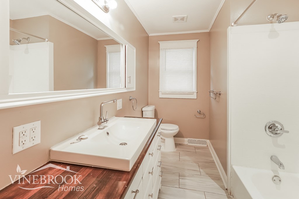 a bathroom with a sink and a toilet and a shower