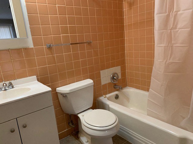 a bathroom with a toilet and a tub and a sink