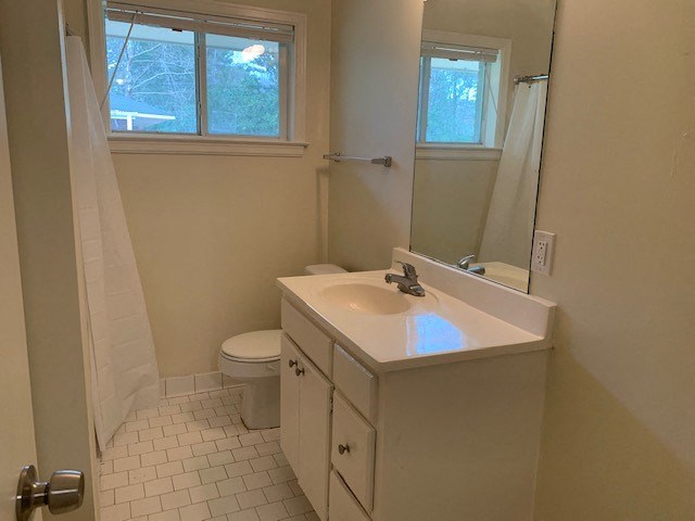 a white bathroom with a sink and a toilet