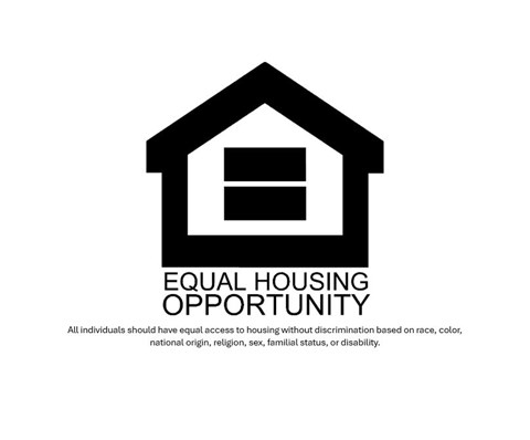 A black and white image of a house with the words "Equal Housing Opportunity" written underneath.