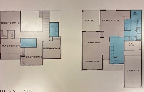 A floor plan of a house with labeled rooms such as Bedroom 2, Master Bedroom, Dining Room, Living Room, Patio, Garage, and Utility.