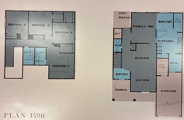 A floor plan for a home with two bedrooms and a garage.
