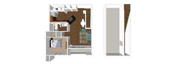 Spacious one bedroom apartment, featuring attached garages on select units.