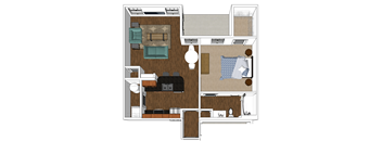 Spacious one bedroom apartment, featuring attached garages on select units.