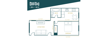 a floor plan of a room with a bathroom and a bedroom