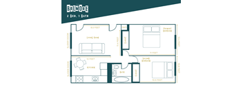 a floor plan of a room with a bedroom and a bathroom