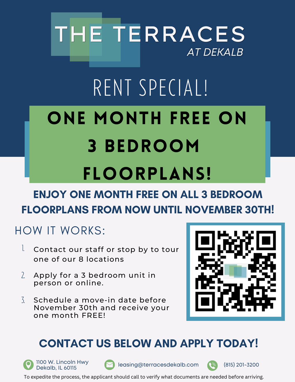 a poster for a rent free on 3 bedroom floorplan