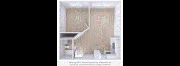 A rendering of a bathroom with a toilet, sink, and cabinetry.
