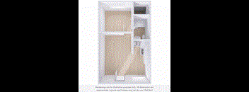 A white architectural rendering of a room with a door and a window.