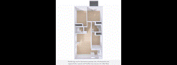 A diagram of a house layout with a kitchen, living room, and bedrooms.