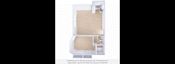 A drawing of a room with a desk and a bed.