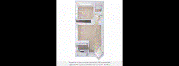 A white kitchen cabinet with a drawer and a shelf.