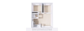 A rendering of a modern, minimalist bathroom with a toilet, sink, and shelving.
