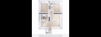 A white and wood floor plan of a house with a kitchen, living room, and bathroom.