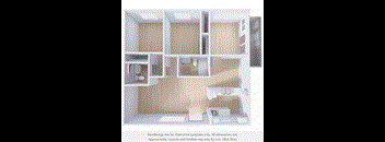 A diagram of a house layout with a kitchen, living room, and bathroom.