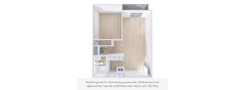 A white room with a desk, chair, and shelves.