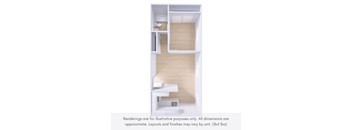 A white interior design layout with a staircase and a toilet.
