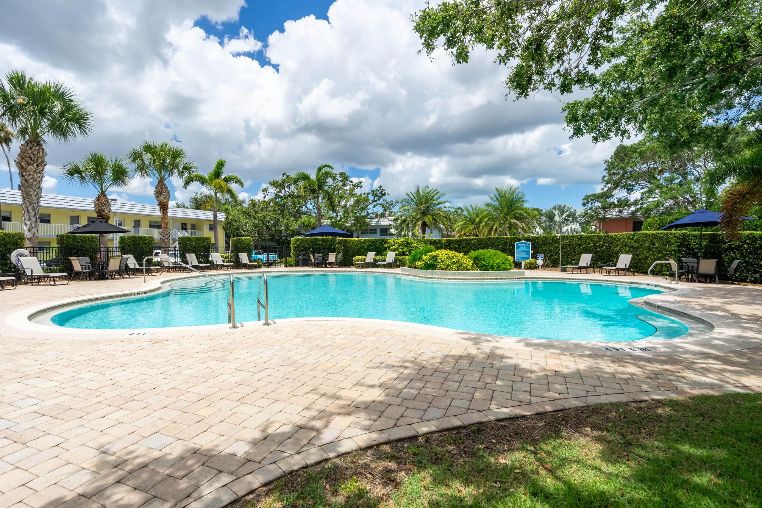 Pool with Palm Trees at Imperial Gardens Apartments, Clearwater, FL