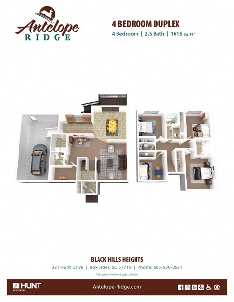 a bedroom duplex apartment floor plan  at Antelope Ridge, Box Elder, SD