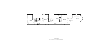 A black and white floor plan of a building with rooms labeled.