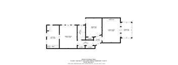 A floor plan of a house with a living room, dining room, kitchen, bedroom, and closet.