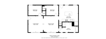 A black and white floor plan of a house with a total internal area of 515 square feet.