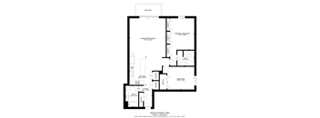 A black and white image of a floor plan for a home with a balcony.