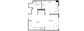 a floor plan of a bedroom apartment