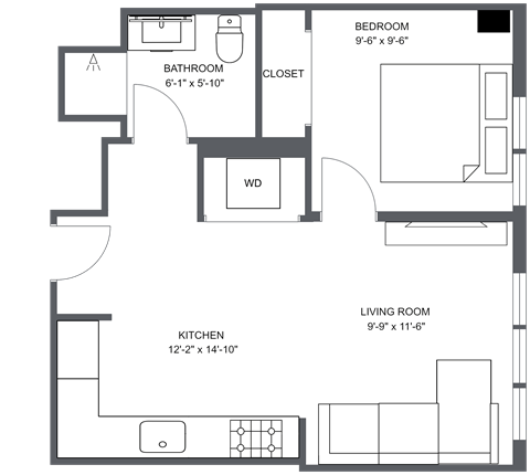 a floor plan of a bedroom apartment