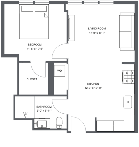 a floor plan of a bedroom apartment