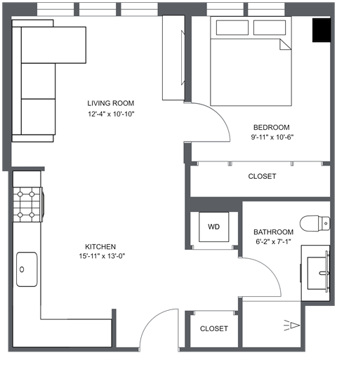 a floor plan of a bedroom apartment