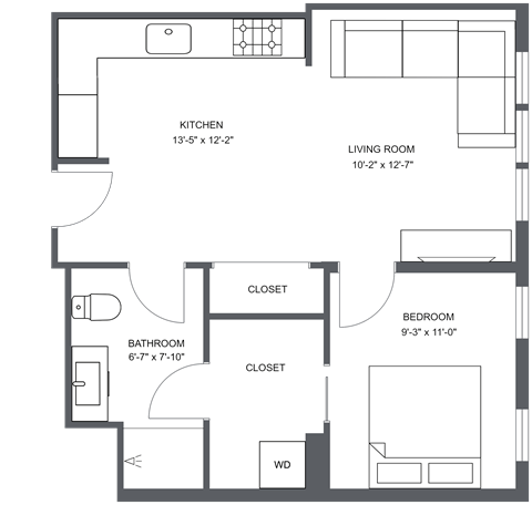 a floor plan of a bedroom apartment