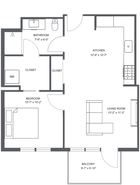 a floor plan of a bedroom apartment