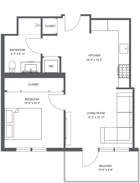 a floor plan of a bedroom apartment