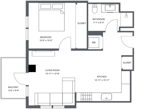 a floor plan of a bedroom apartment