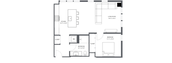 a floor plan of a bedroom apartment