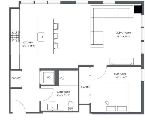 a floor plan of a bedroom apartment