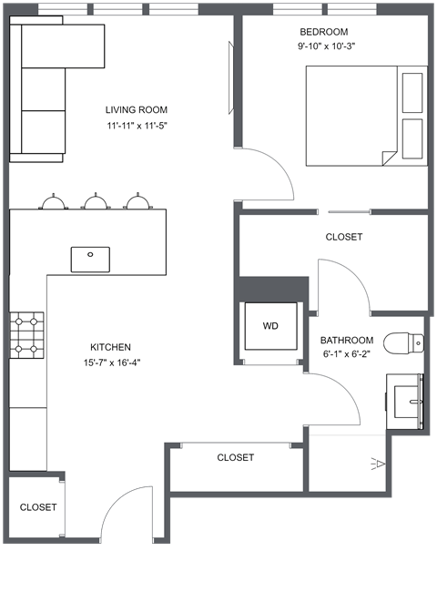 a floor plan of a bedroom apartment