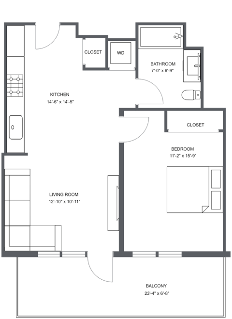 a floor plan of a bedroom apartment