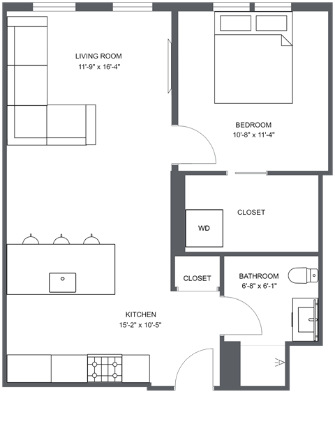 a floor plan of a bedroom apartment